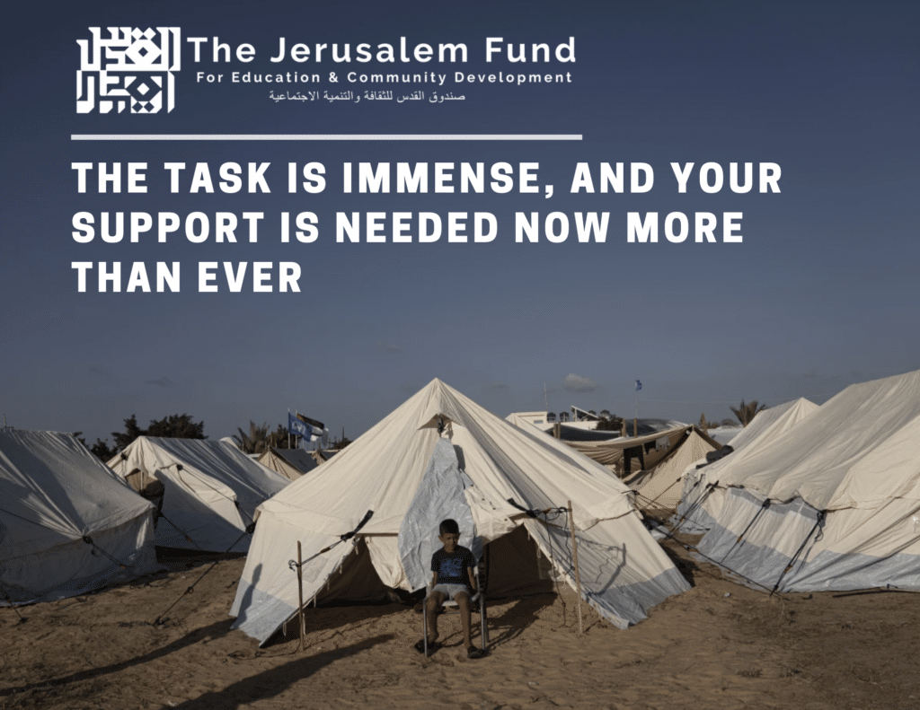 kid in gaza sittin front of a tent